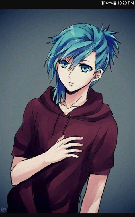 blue hair anime guy